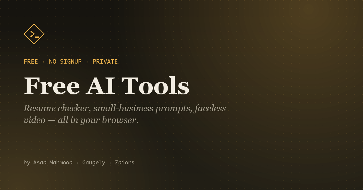 Free AI tools — resume checker, prompt builder, video generator
